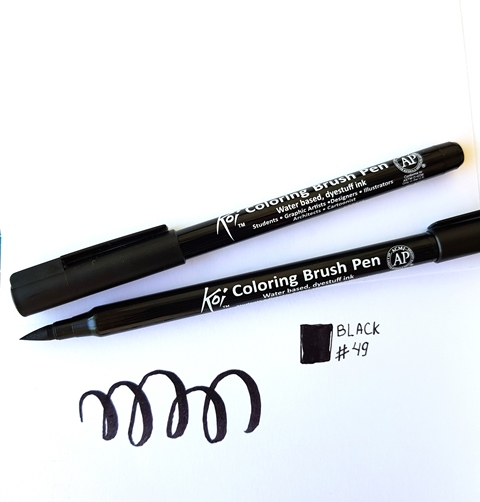 Caneta Pincel Koi Coloring Brush Pen - Black XBR#49