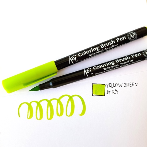 Caneta Pincel Koi Coloring Brush Pen - Yellow Green XBR#27